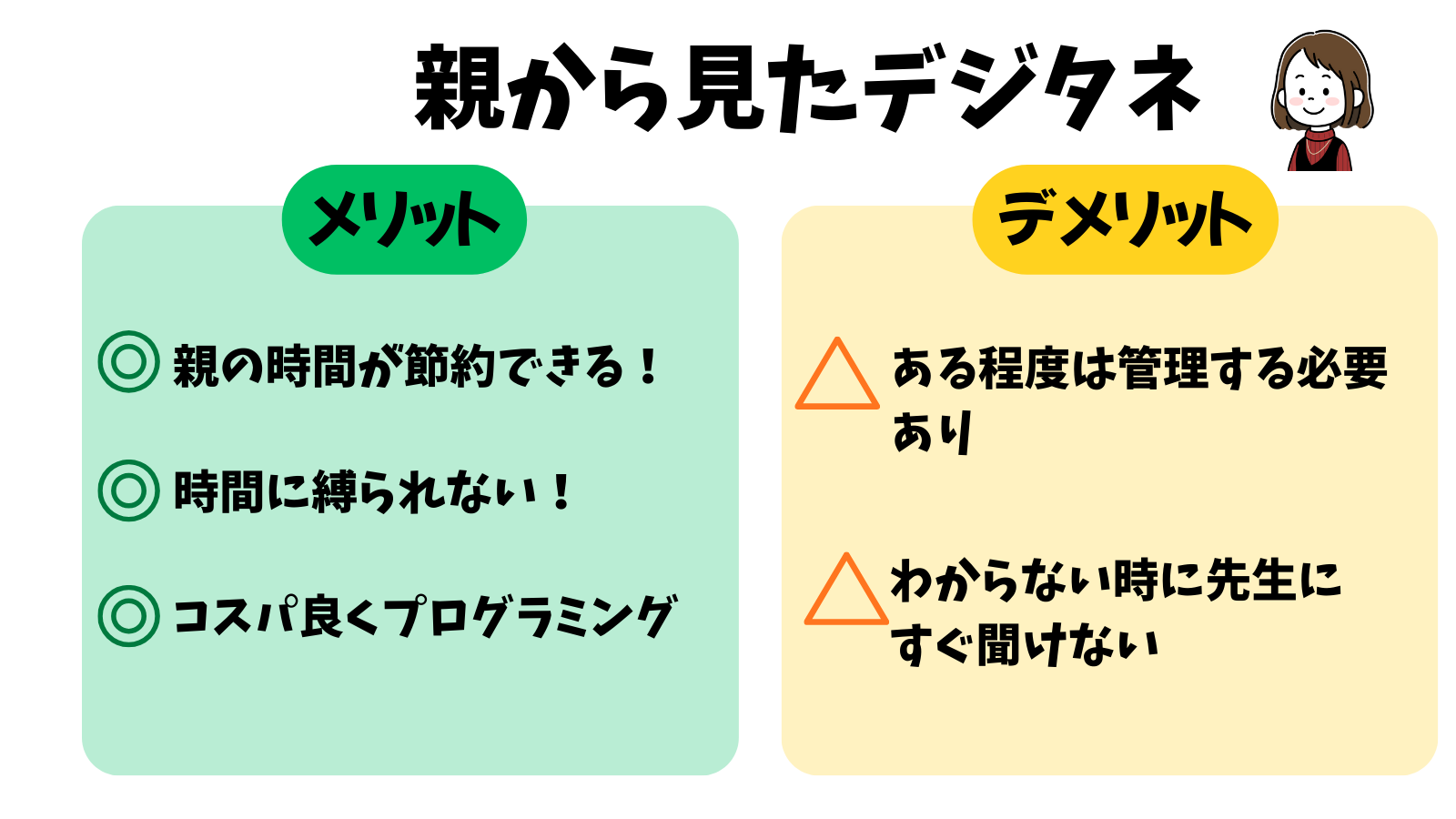 親から見たデジタネ　メリットデメリット