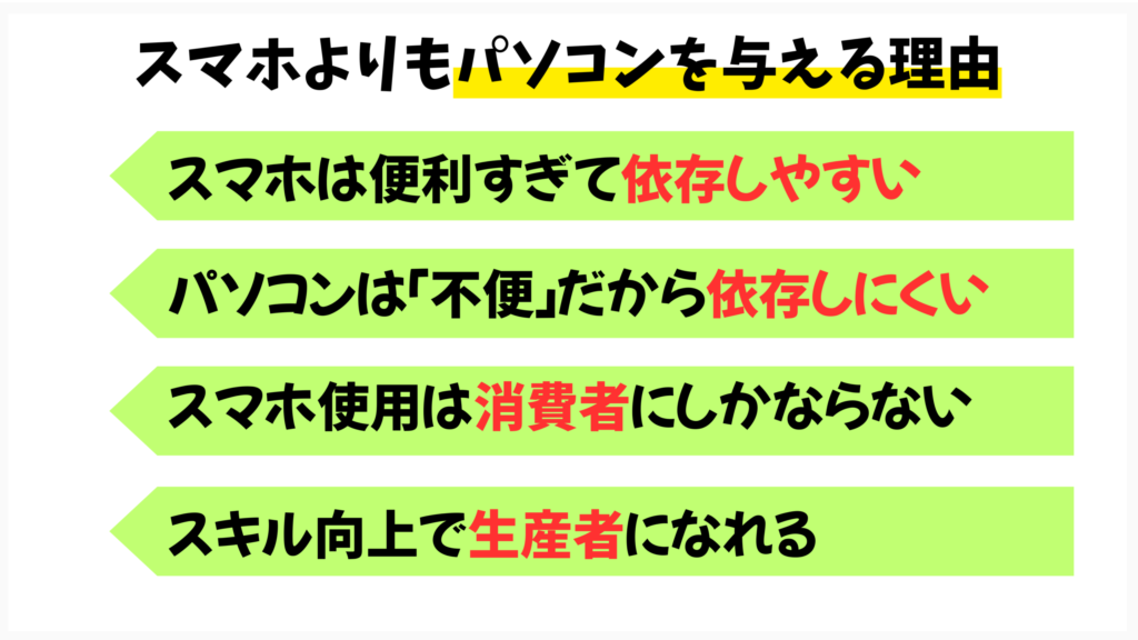 スマホよりもパソコンを与える理由