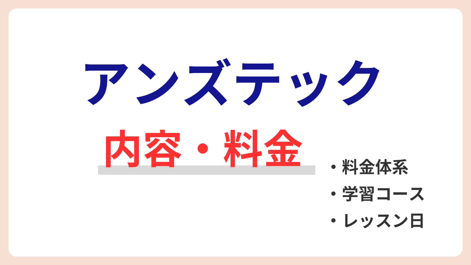 アンズテック　内容　料金