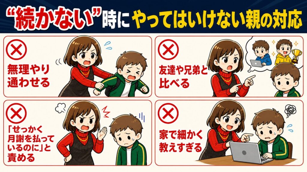 「続かない」時にやってはいけない親の対応